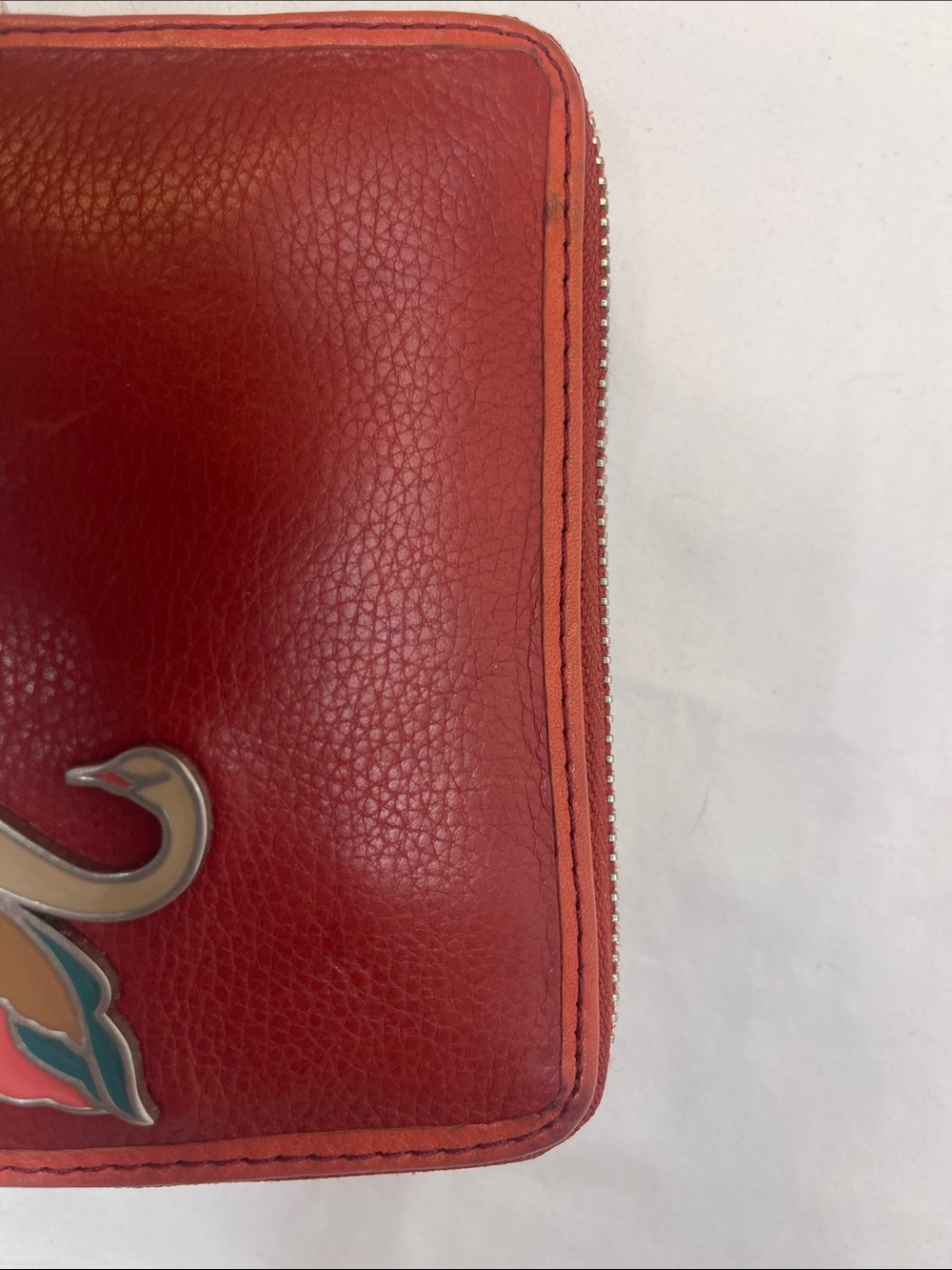 Fossil Red Leather Zip Wallet with Swan Accent - Picture 16 of 16